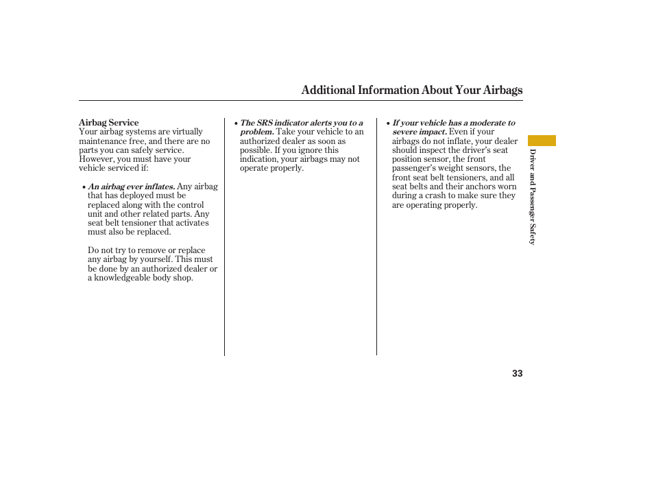 Additional information about your airbags | Acura 2009 RDX User Manual | Page 39 / 434