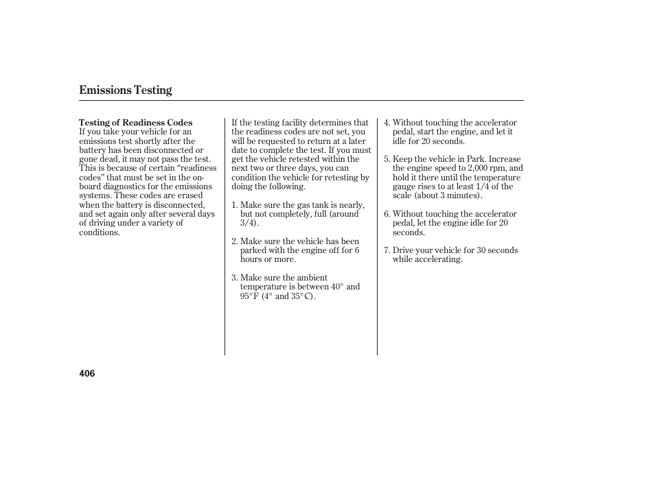 Emissions testing | Acura 2009 RDX User Manual | Page 412 / 434