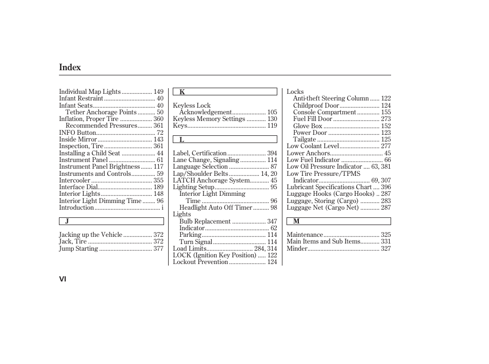 Index | Acura 2009 RDX User Manual | Page 426 / 434