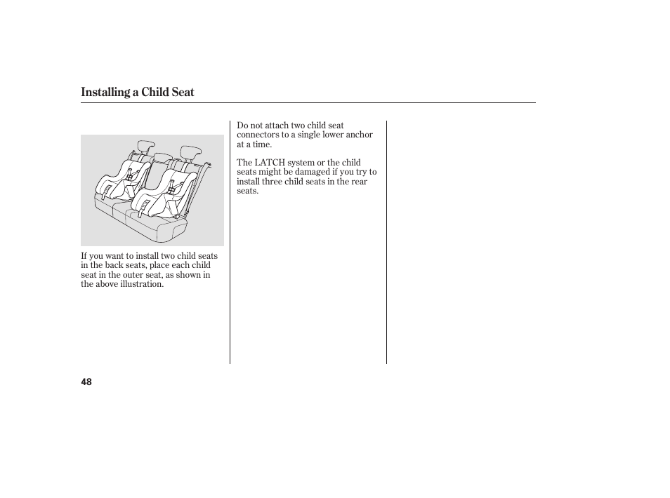 Installing a child seat | Acura 2009 RDX User Manual | Page 54 / 434