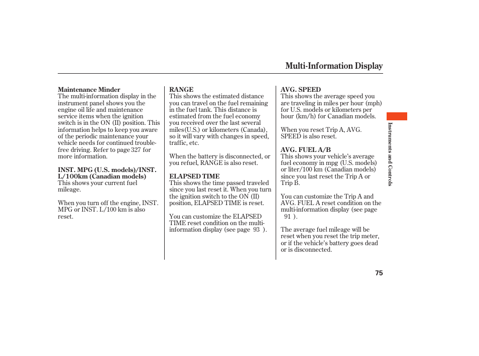 Multi-information display | Acura 2009 RDX User Manual | Page 81 / 434