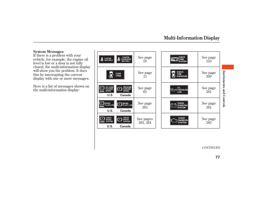 Multi-information display | Acura 2009 RDX User Manual | Page 83 / 434