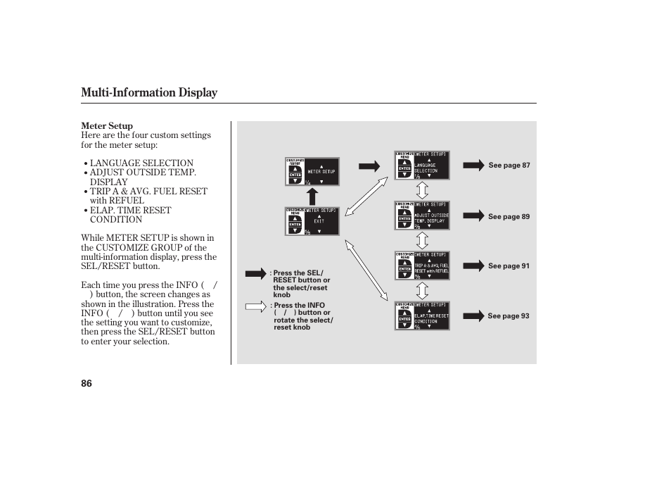 Multi-information display | Acura 2009 RDX User Manual | Page 92 / 434
