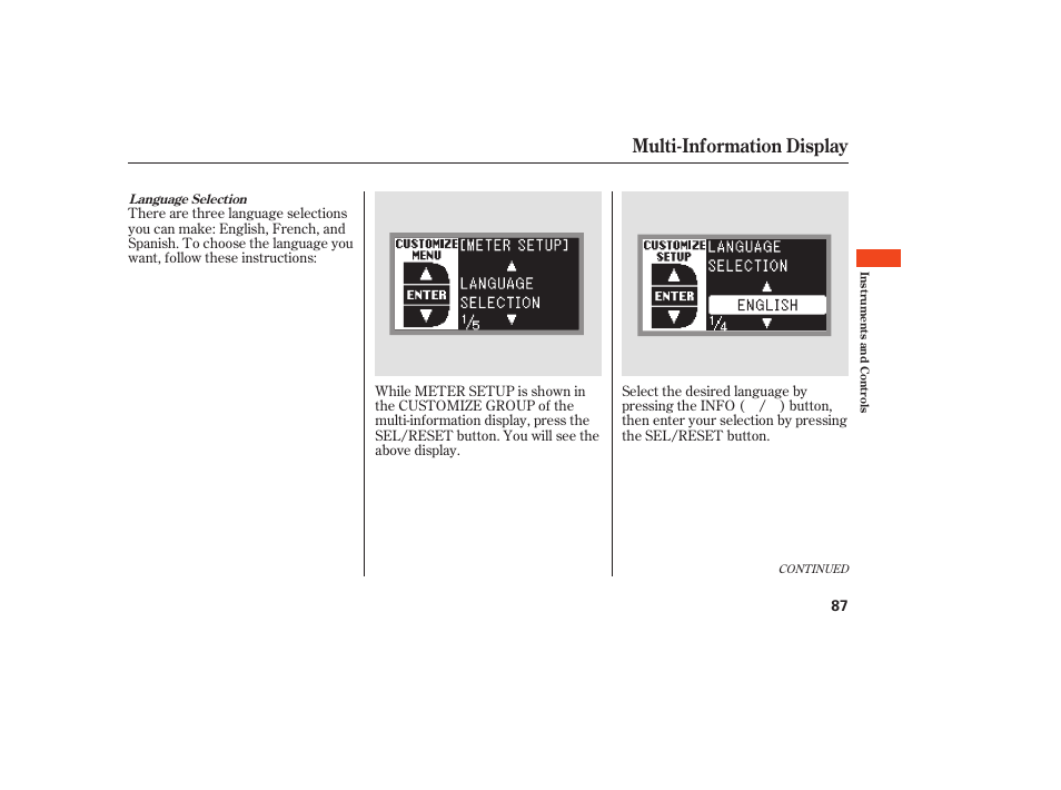 Multi-information display | Acura 2009 RDX User Manual | Page 93 / 434