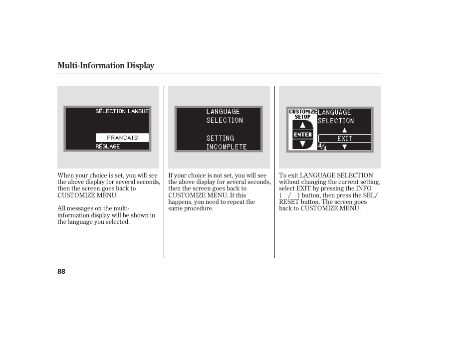 Multi-information display | Acura 2009 RDX User Manual | Page 94 / 434