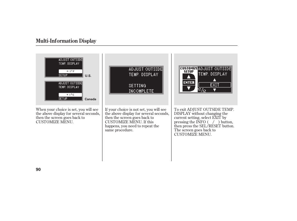 Multi-information display | Acura 2009 RDX User Manual | Page 96 / 434