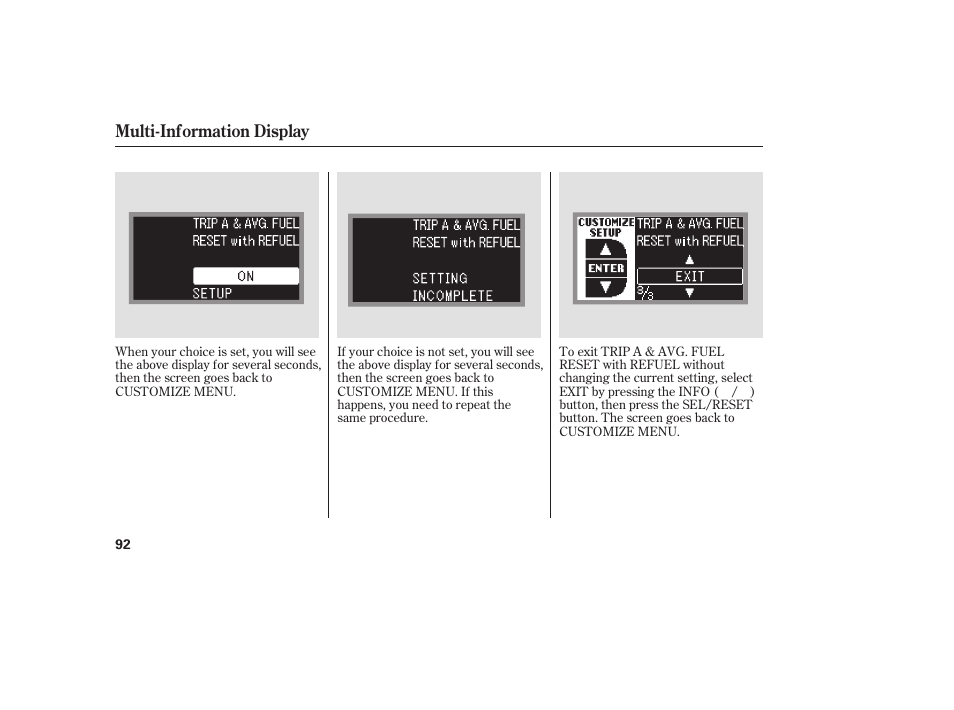 Multi-information display | Acura 2009 RDX User Manual | Page 98 / 434