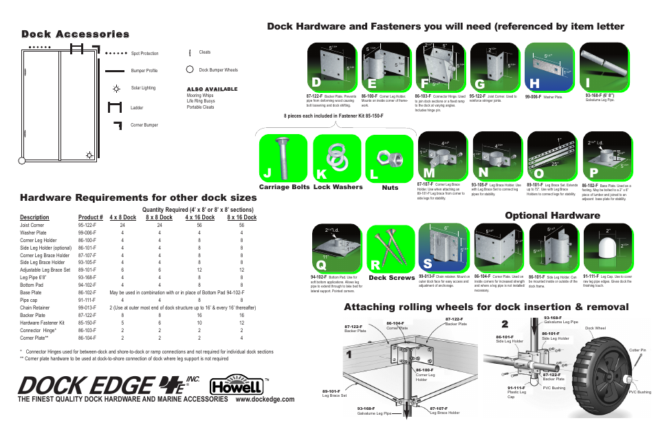 Hi s, Carriage bolts deck screws lock washers, Nuts | Dock Edge + Stationary Dock User Manual | Page 2 / 2