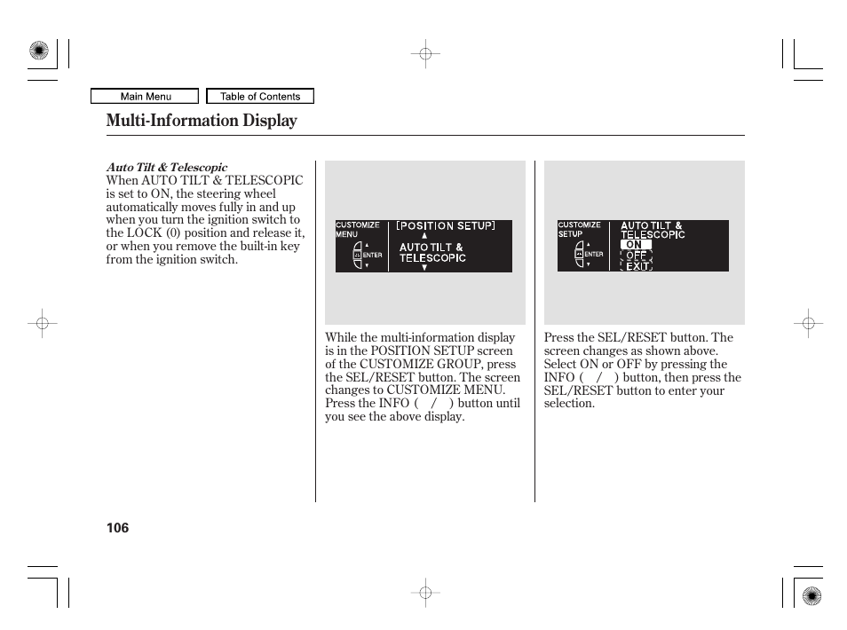 Multi-information display | Acura 2010 RL User Manual | Page 109 / 551