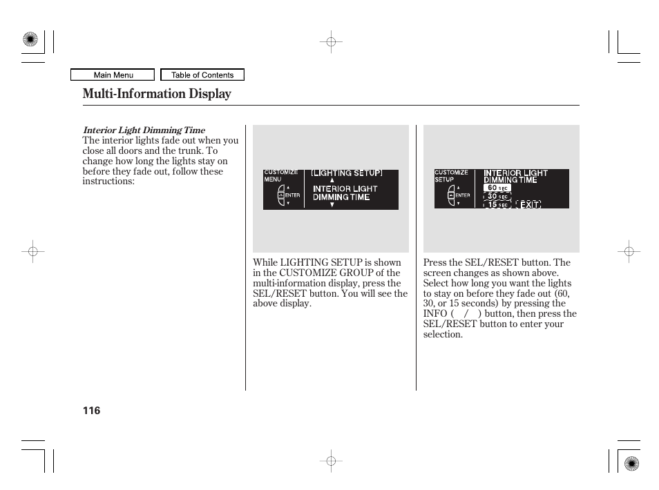 Multi-information display | Acura 2010 RL User Manual | Page 119 / 551