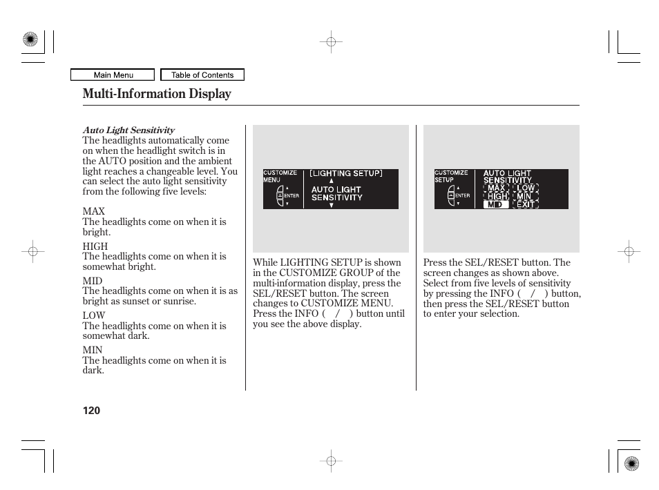 Multi-information display | Acura 2010 RL User Manual | Page 123 / 551