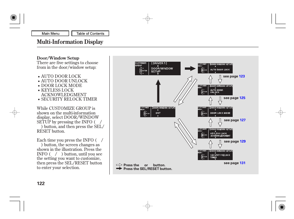 Multi-information display | Acura 2010 RL User Manual | Page 125 / 551