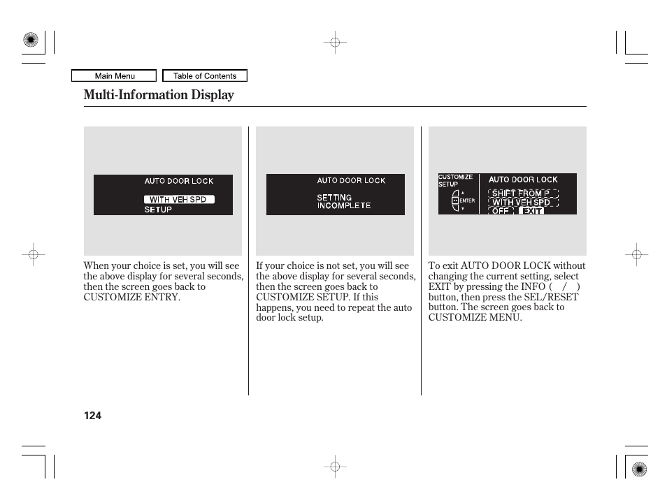 Multi-information display | Acura 2010 RL User Manual | Page 127 / 551