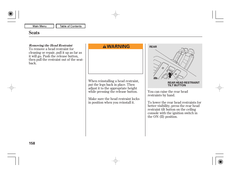 Seats | Acura 2010 RL User Manual | Page 161 / 551