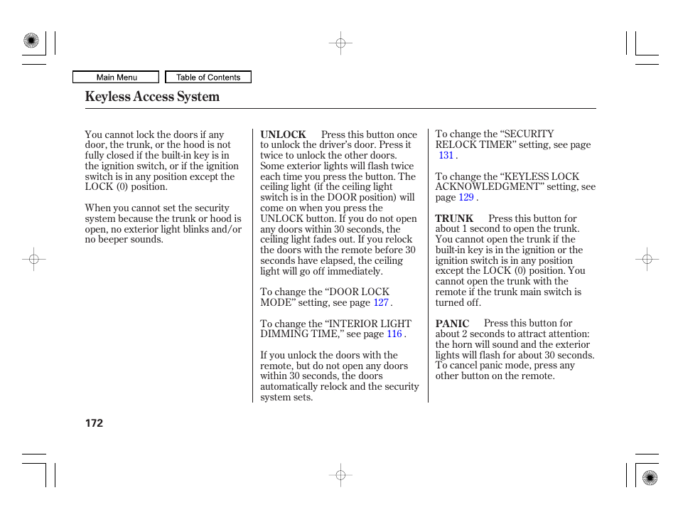 Keyless access system | Acura 2010 RL User Manual | Page 175 / 551