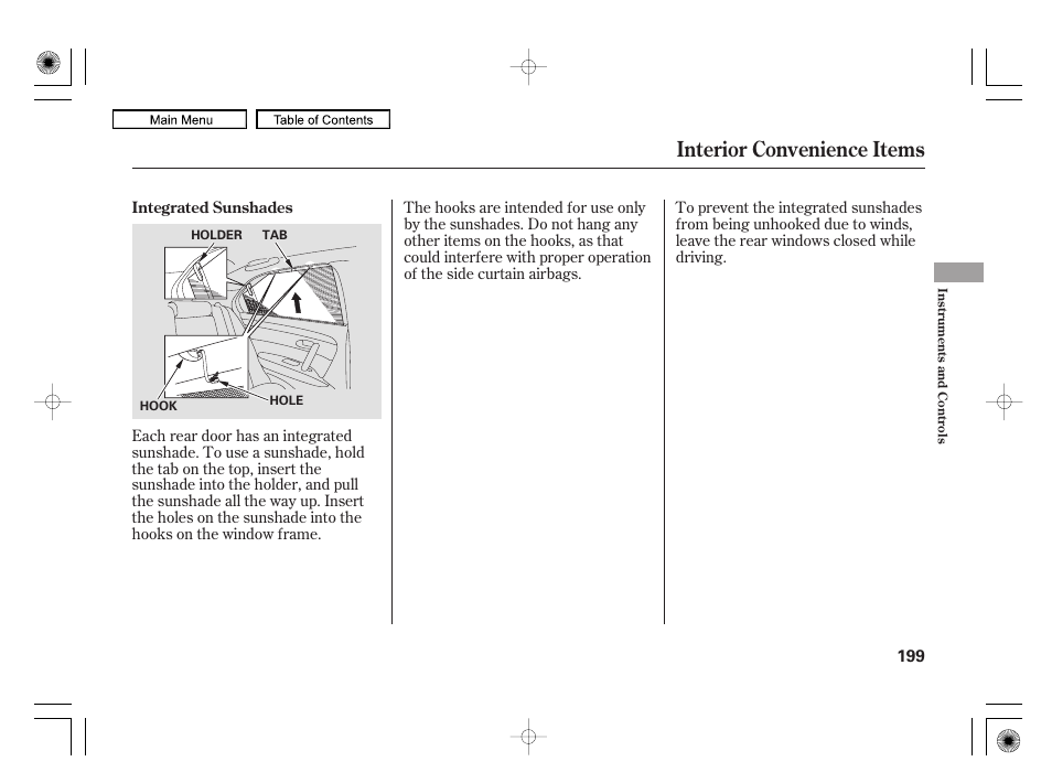 Interior convenience items | Acura 2010 RL User Manual | Page 202 / 551