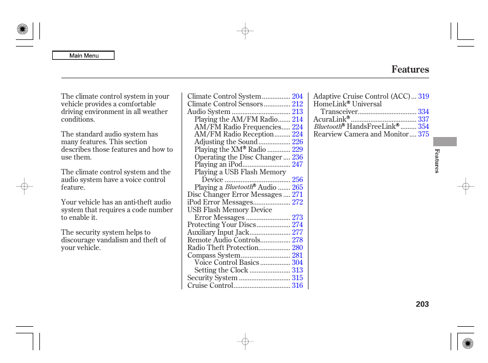 Features | Acura 2010 RL User Manual | Page 206 / 551