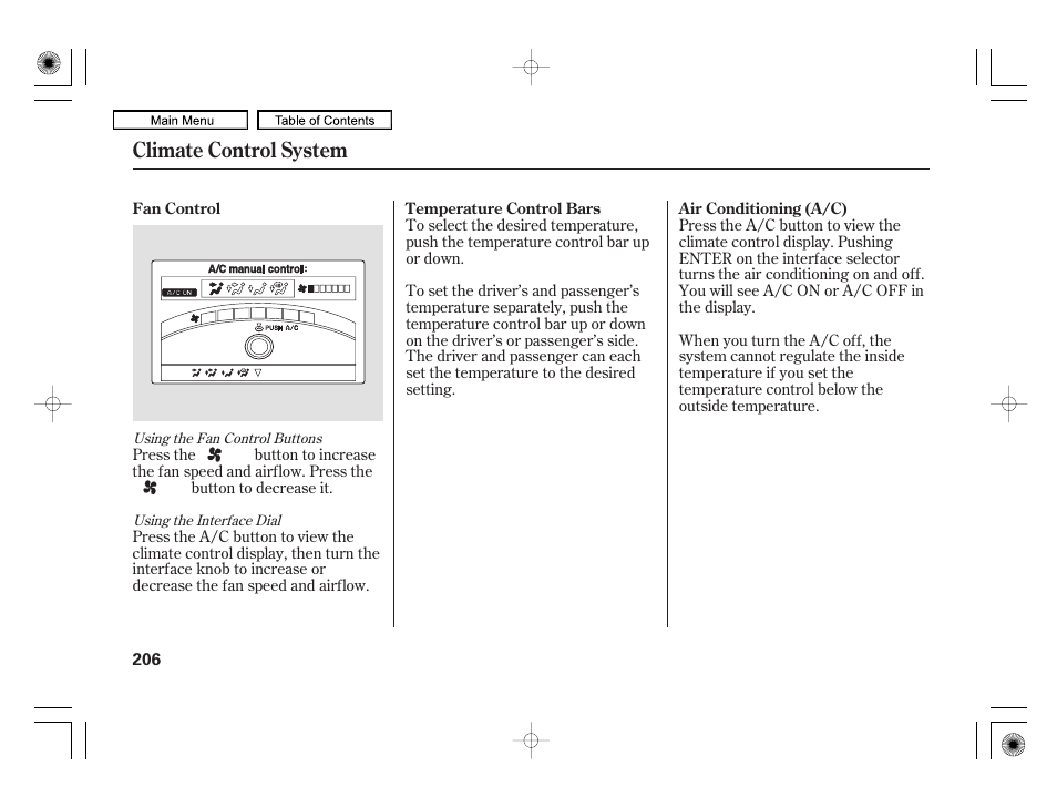 Climate control system | Acura 2010 RL User Manual | Page 209 / 551