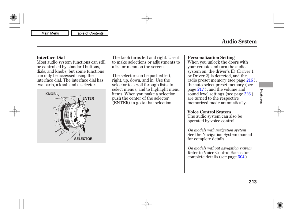 Audio system | Acura 2010 RL User Manual | Page 216 / 551