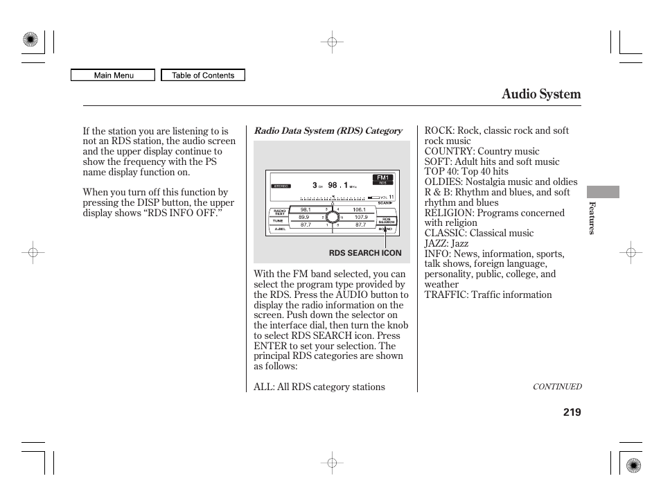 Audio system | Acura 2010 RL User Manual | Page 222 / 551