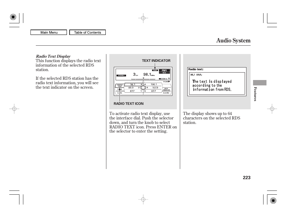 Audio system | Acura 2010 RL User Manual | Page 226 / 551