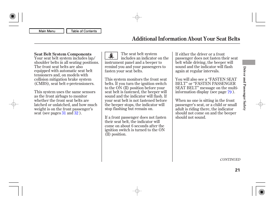 Additional information about your seat belts | Acura 2010 RL User Manual | Page 24 / 551