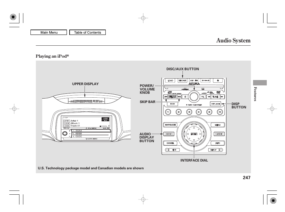 Audio system | Acura 2010 RL User Manual | Page 250 / 551