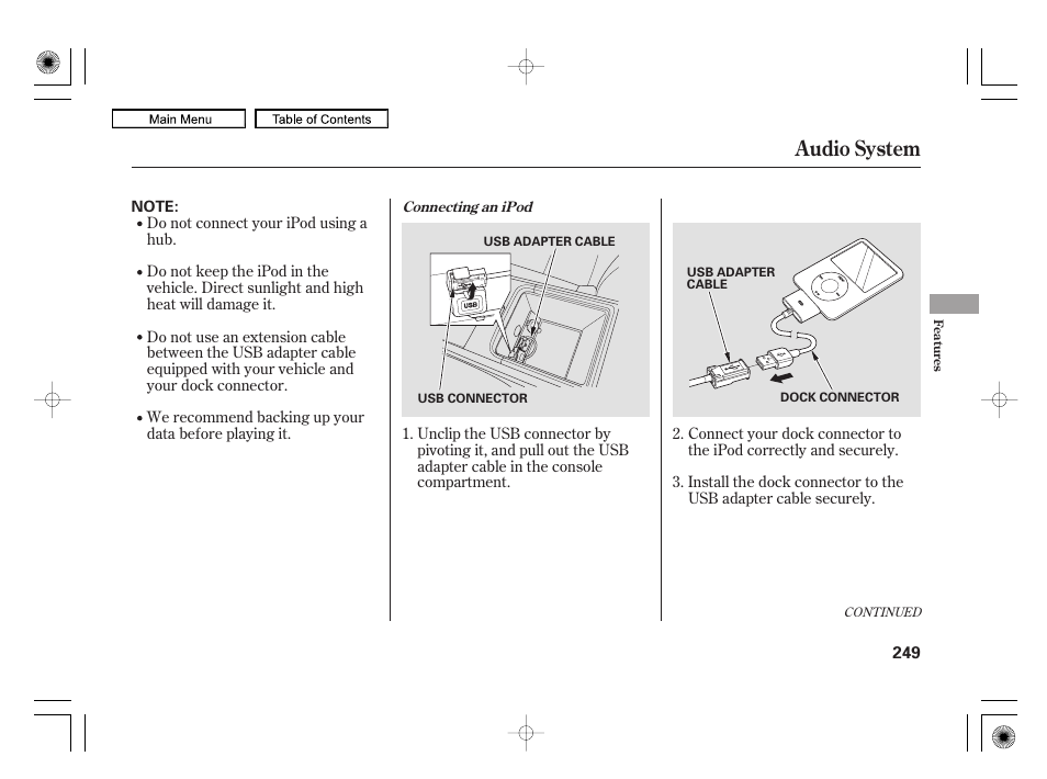 Audio system | Acura 2010 RL User Manual | Page 252 / 551