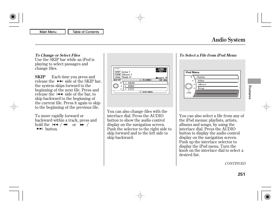 Audio system | Acura 2010 RL User Manual | Page 254 / 551