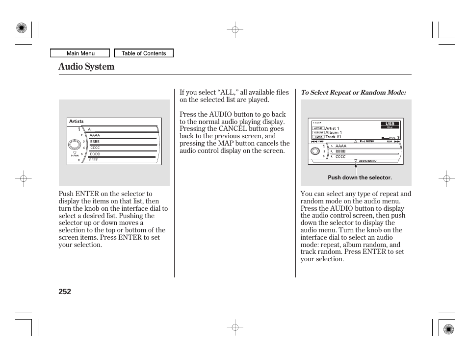 Audio system | Acura 2010 RL User Manual | Page 255 / 551