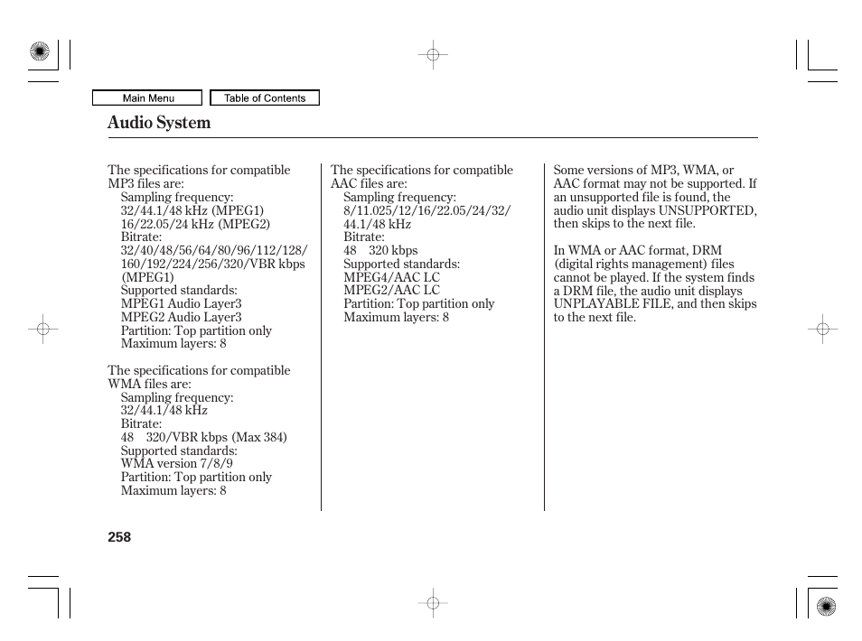 Audio system | Acura 2010 RL User Manual | Page 261 / 551