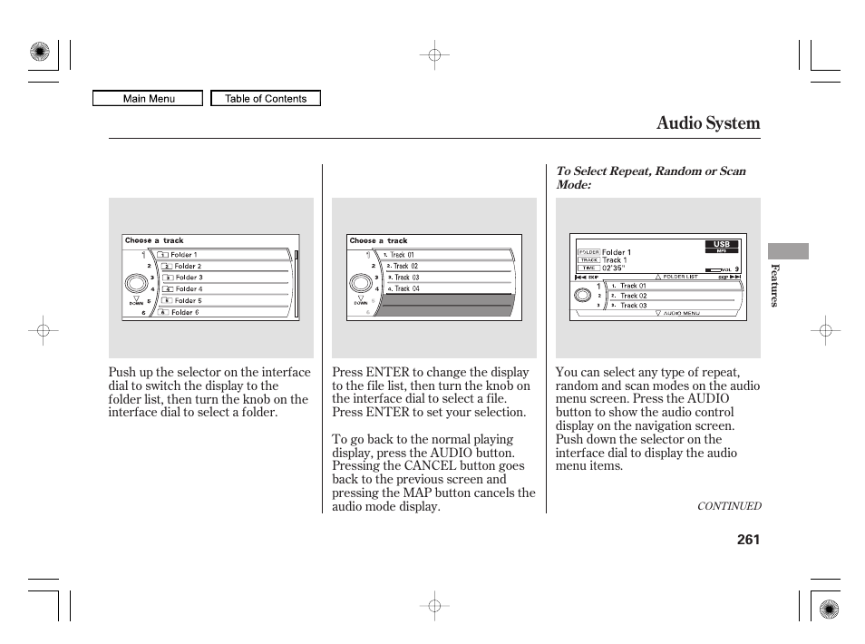 Audio system | Acura 2010 RL User Manual | Page 264 / 551