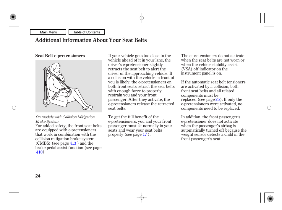 Additional information about your seat belts | Acura 2010 RL User Manual | Page 27 / 551