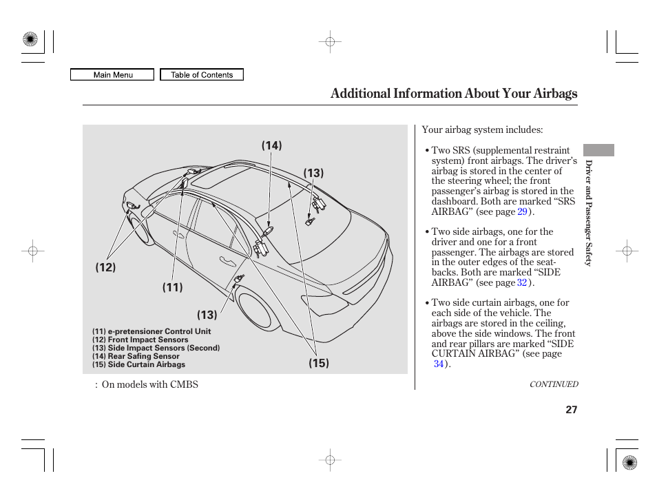 Additional information about your airbags | Acura 2010 RL User Manual | Page 30 / 551