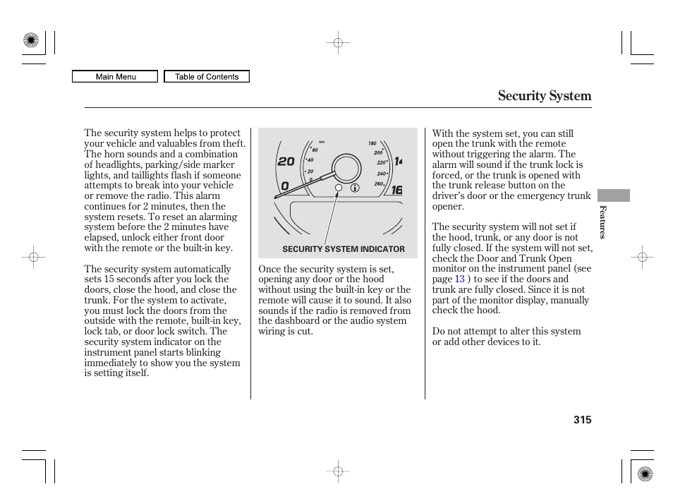 Security system | Acura 2010 RL User Manual | Page 318 / 551