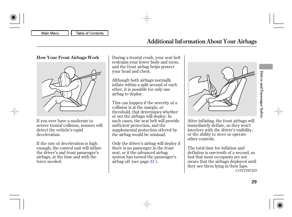 Additional information about your airbags | Acura 2010 RL User Manual | Page 32 / 551