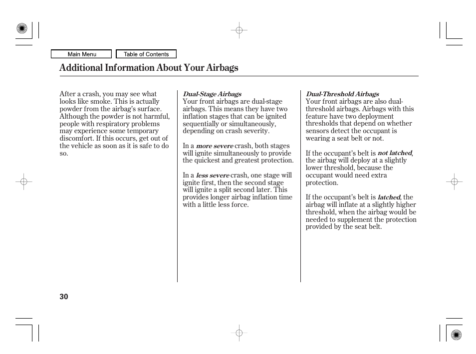 Additional information about your airbags | Acura 2010 RL User Manual | Page 33 / 551