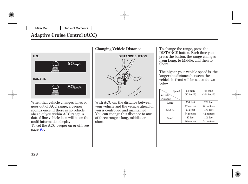 Ista, Adaptive cruise control (acc), 2010 rl | Acura 2010 RL User Manual | Page 331 / 551