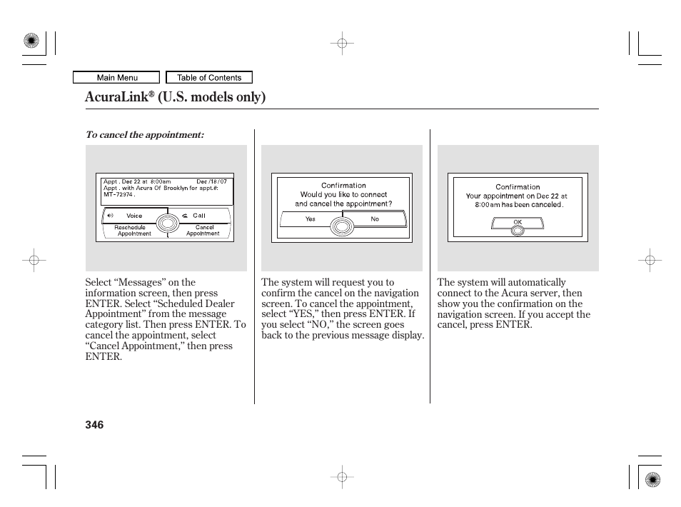 Acuralink (u.s. models only) | Acura 2010 RL User Manual | Page 349 / 551