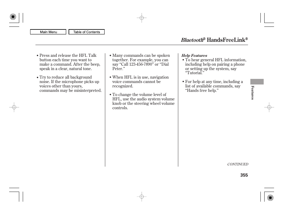 Handsfreelink, Bluetooth | Acura 2010 RL User Manual | Page 358 / 551