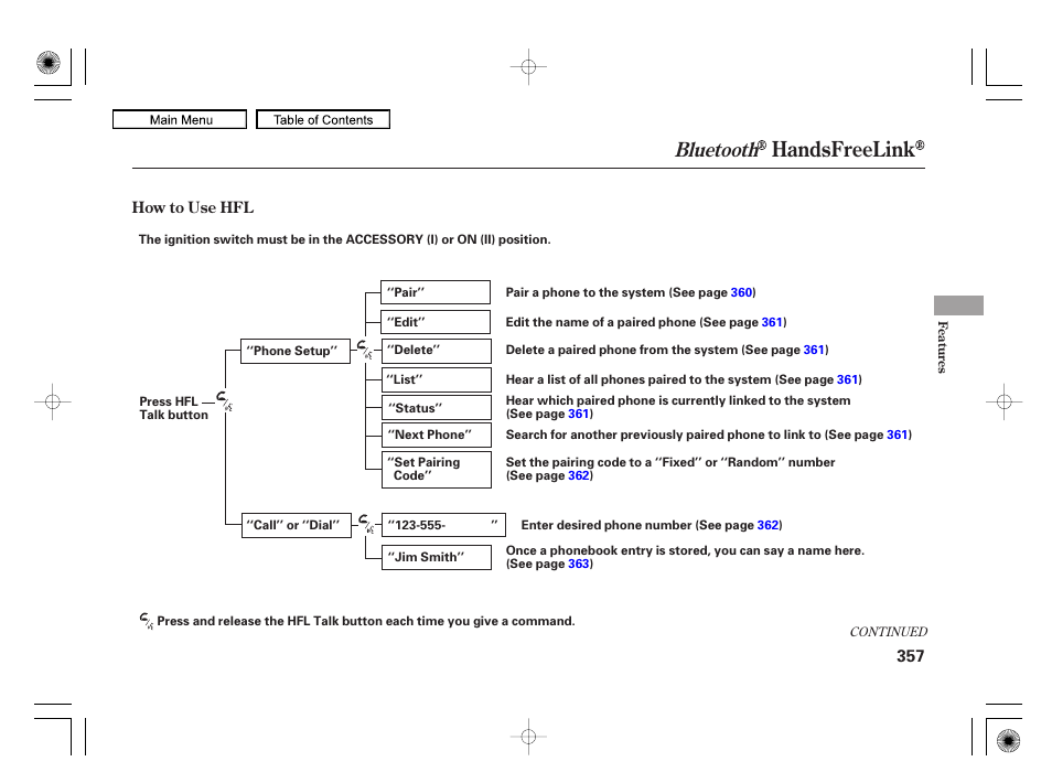 Handsfreelink, Bluetooth, 2010 rl | Acura 2010 RL User Manual | Page 360 / 551