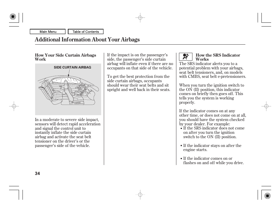 Additional information about your airbags | Acura 2010 RL User Manual | Page 37 / 551