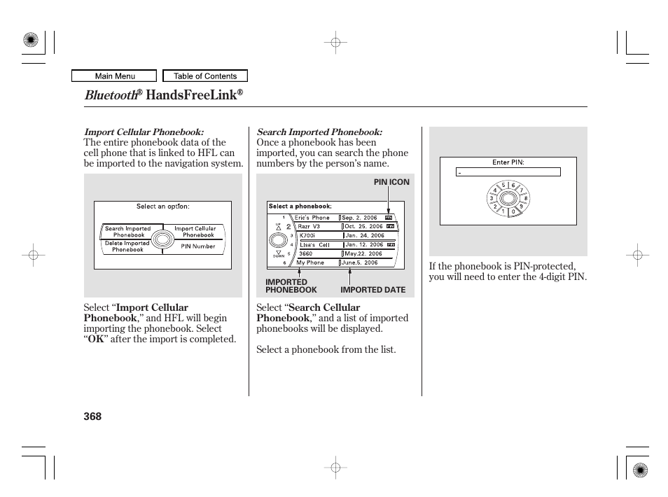 Handsfreelink, Bluetooth | Acura 2010 RL User Manual | Page 371 / 551