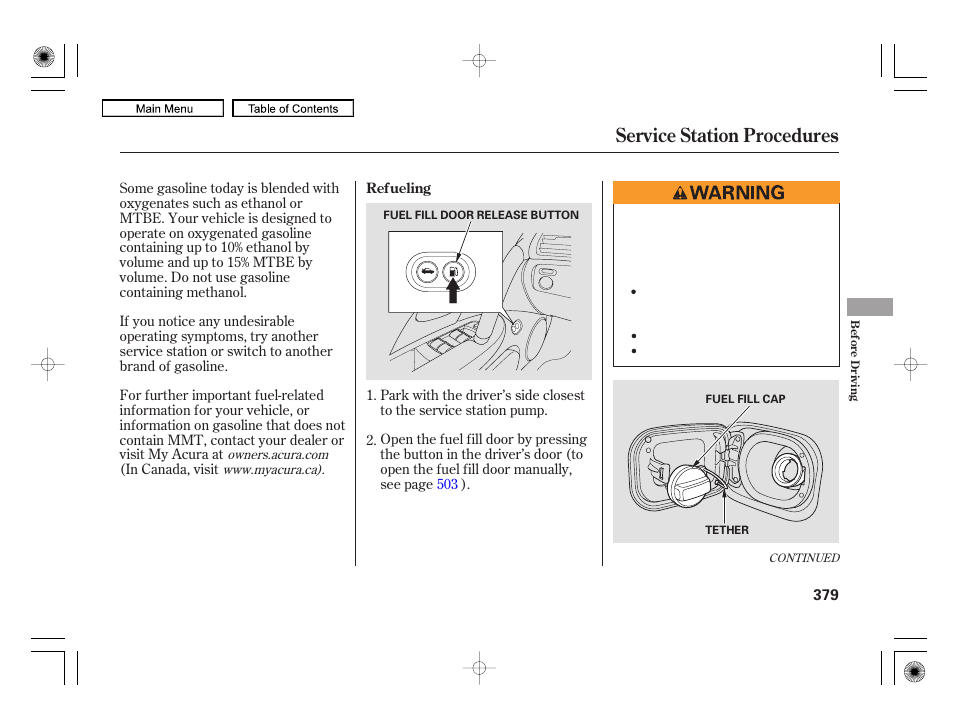 Service station procedures | Acura 2010 RL User Manual | Page 382 / 551