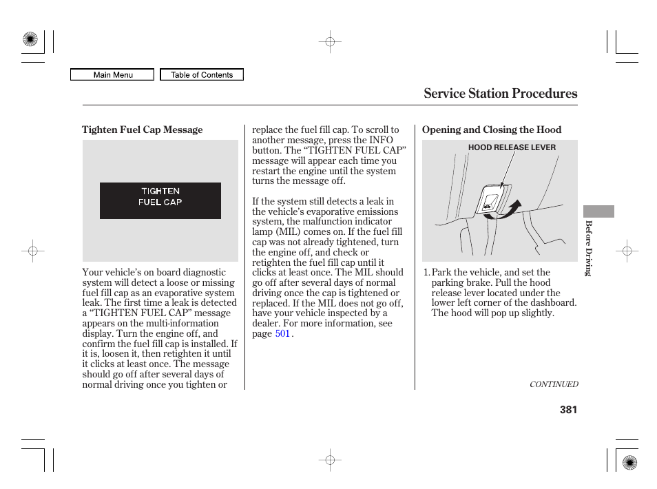 Service station procedures | Acura 2010 RL User Manual | Page 384 / 551