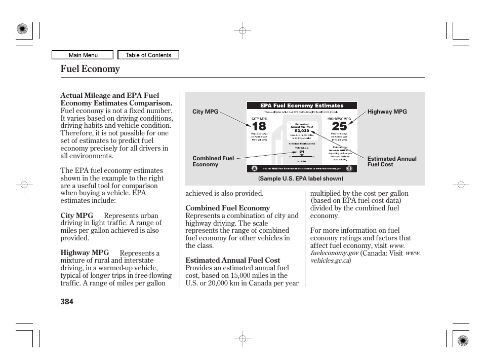 Fuel economy | Acura 2010 RL User Manual | Page 387 / 551