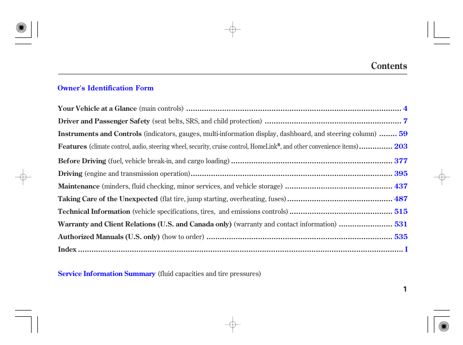 Acura 2010 RL User Manual | Page 4 / 551