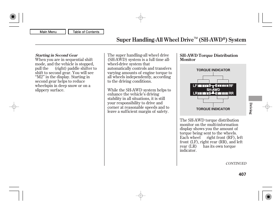 Super handling-all wheel drive (sh-awd ) system | Acura 2010 RL User Manual | Page 410 / 551