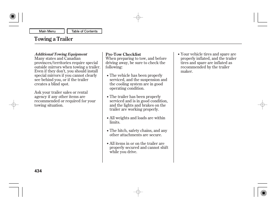 Towing a trailer | Acura 2010 RL User Manual | Page 437 / 551