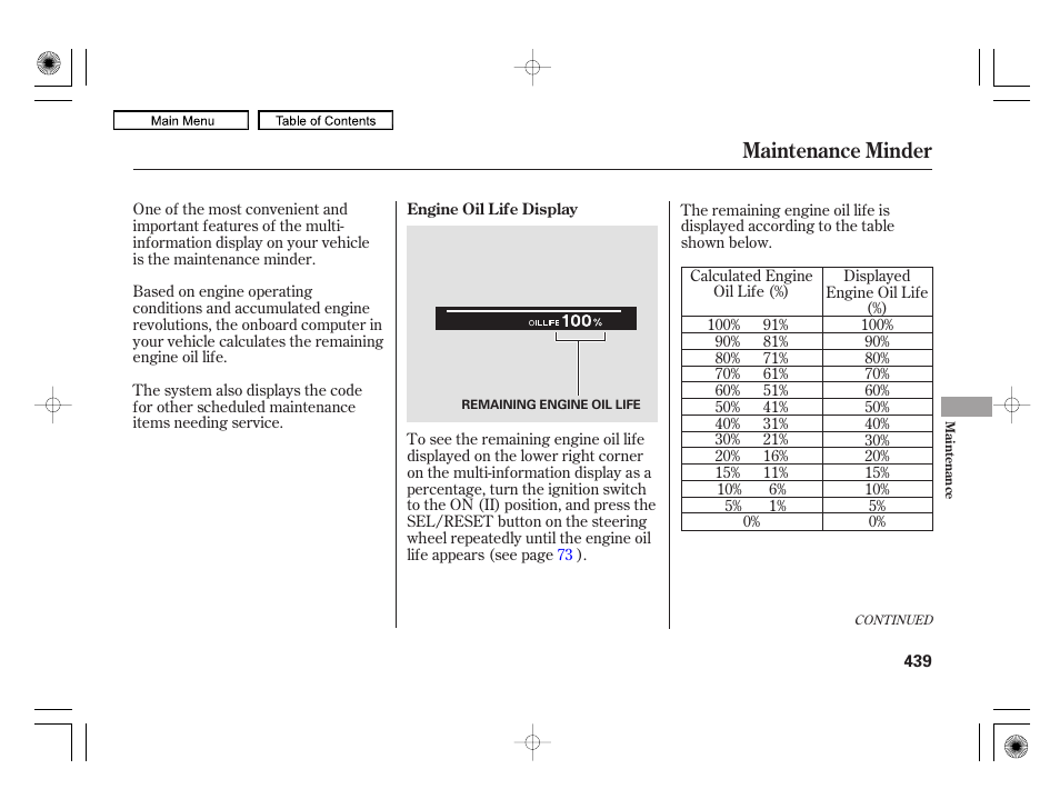 Maintenance minder | Acura 2010 RL User Manual | Page 442 / 551
